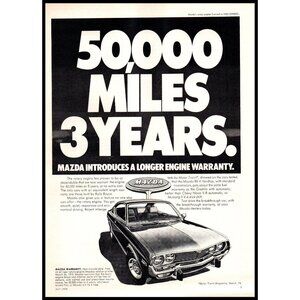 1974 Mazda RX-4 Hardtop Coupe Vintage Print Ad Front End Grill Wall Art Photo